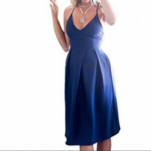 Elia Cher Deep V Crisscross Cocktail Dress